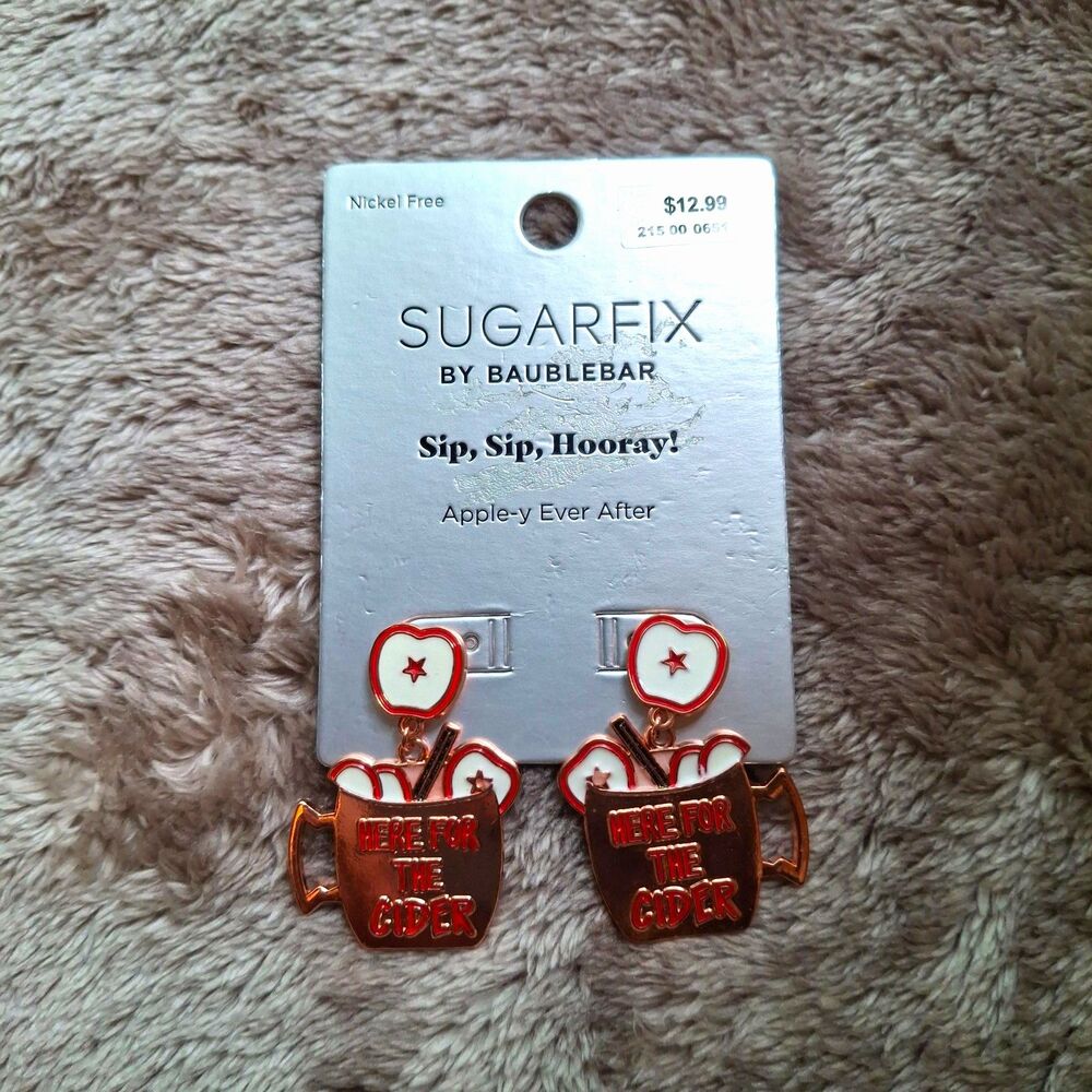 SUGARFIX by BaubleBar Here for the Cider Enamel Dangle Statement Earrings Apple - Picture 1 of 6